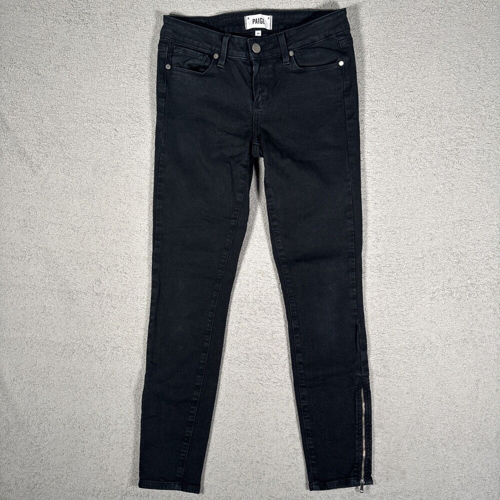 Paige Verdugo Ankle Zip Jeans Women’s Size‎ 26 Fit 28x26 Black Skinny Jeans
